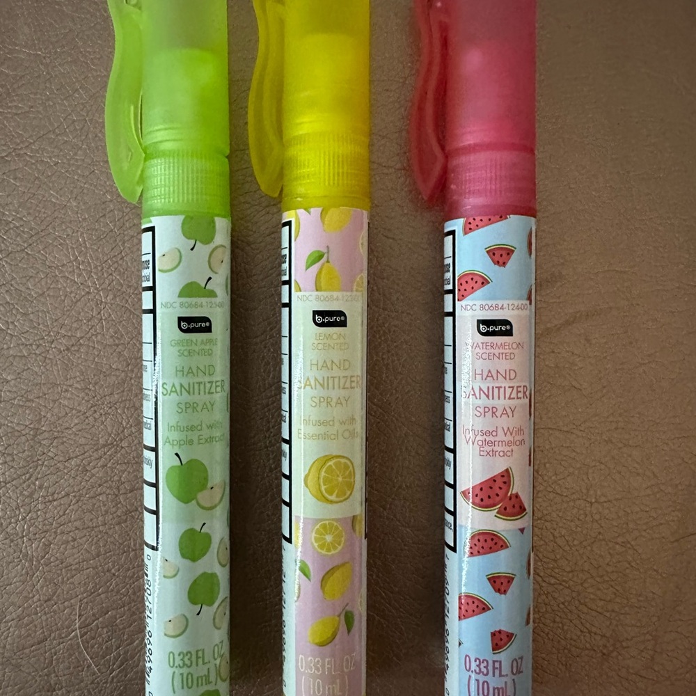Fruit Scented Hand Sanitizer Spray Trio - Pink, Yellow & Green